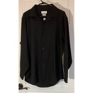 Bill Bass Black Slim Fit Long Sleeve Button Front Men XL 17-17 1/2 34/35